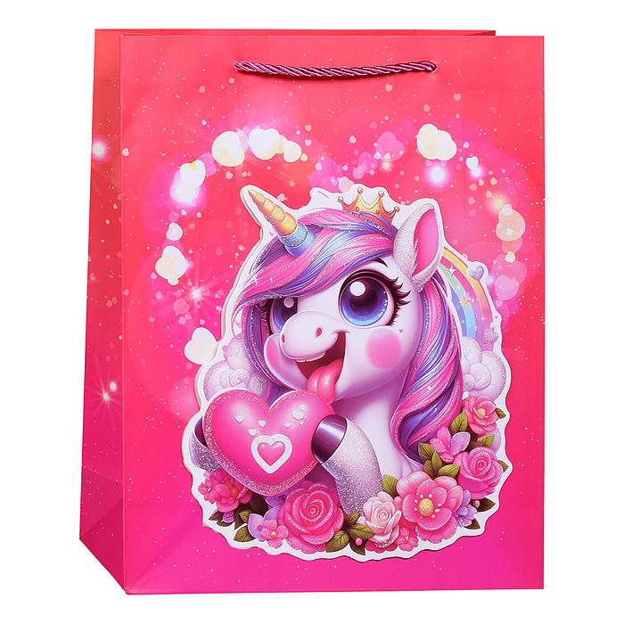 Пакет подарочный 00-7454 "Красочный Единорог" 26*10*32см