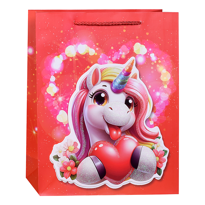 Пакет подарочный 00-7454 "Красочный Единорог" 26*10*32см