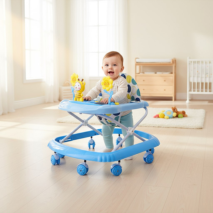 Ходунки 588-2 "Пчелка и цветы" (цвет голубой)