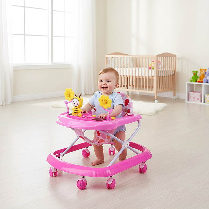 Ходунки 588-1 "Пчелка и цветы" (цвет розовый)