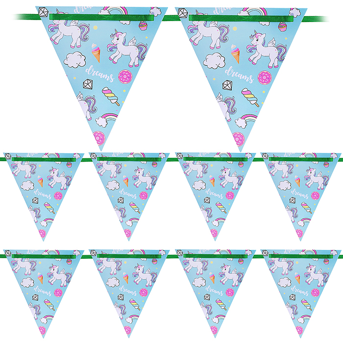 Флажки-растяжка 00-7471 "Сладость единорога" 