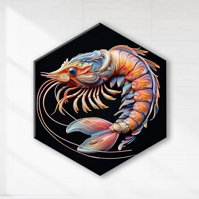 Картина по номерам 37х32 "Креветка" со светящейся краской черный холст Гексагон (17 цветов)
