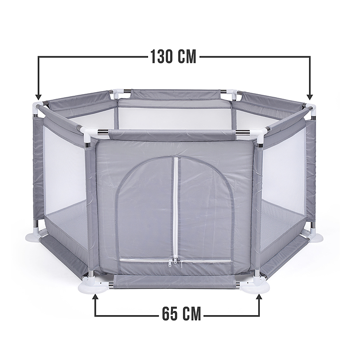Манеж детский М8-2 шестигранный (113*130*65) цвет серый