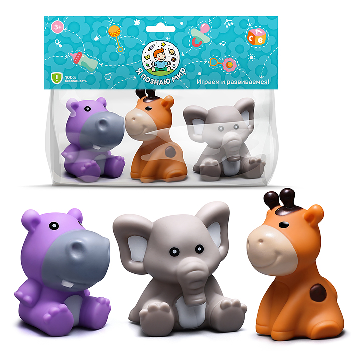 Набор игрушек для купания Y0124 "Животные Африки" в пакете Набор игрушек для купания Y0124 "Животные Африки" в пакете