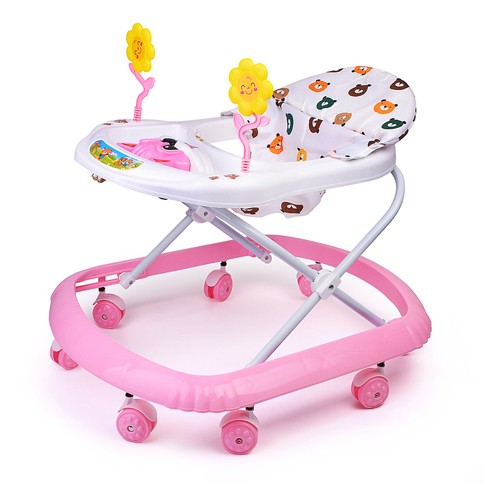 Ходунки 520-1 "Цветочки" (цвет белый/розовый)