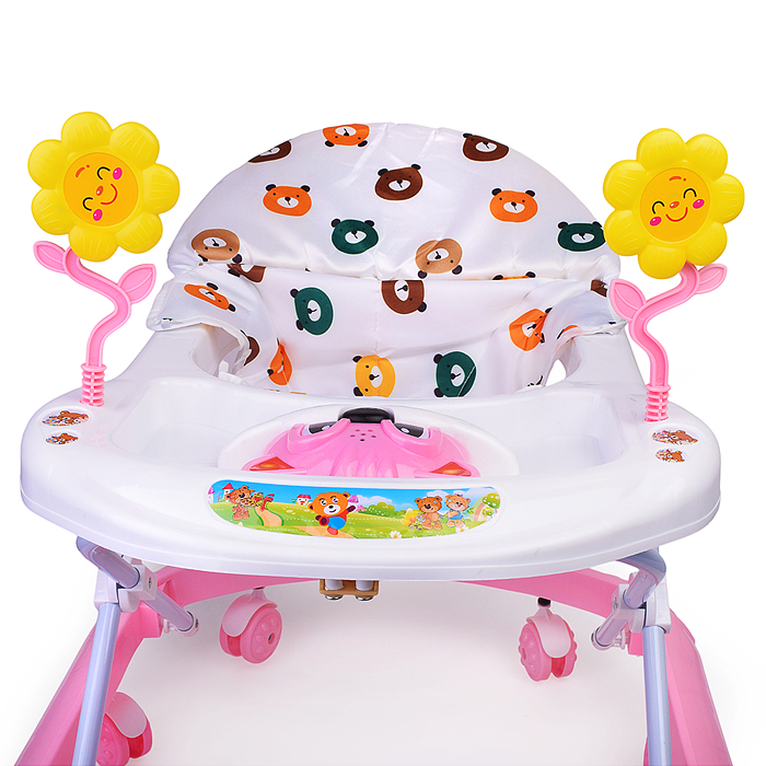 Ходунки 520-1 "Цветочки" (цвет белый/розовый)