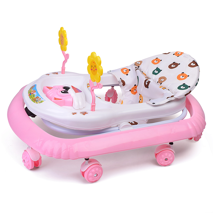 Ходунки 520-1 "Цветочки" (цвет белый/розовый)