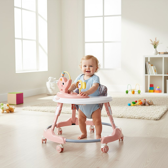 Ходунки 661DX-1 "Веселый слоник" (цвет розовый)