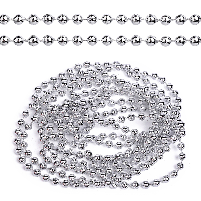 Бусы новогодние S2663 серебро (2,7м)