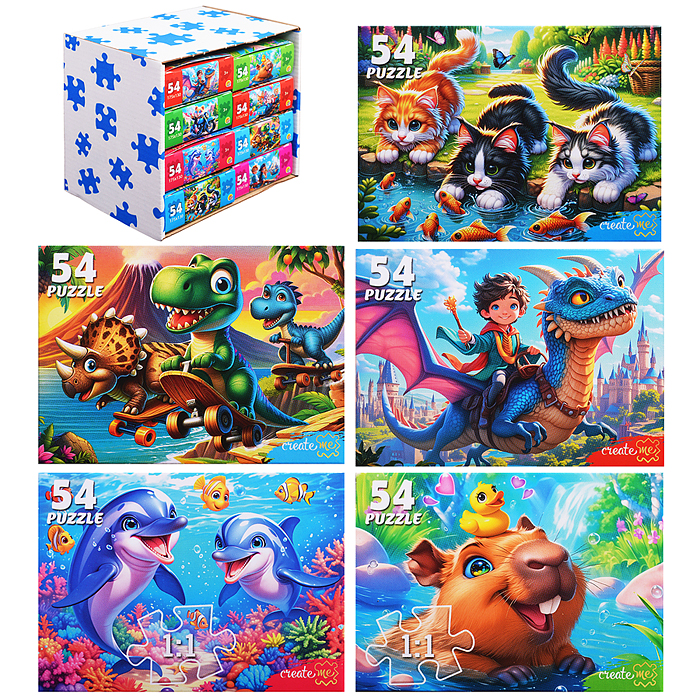 Пазлы 54 "Милые истории" (8 шт в шоубоксе) 