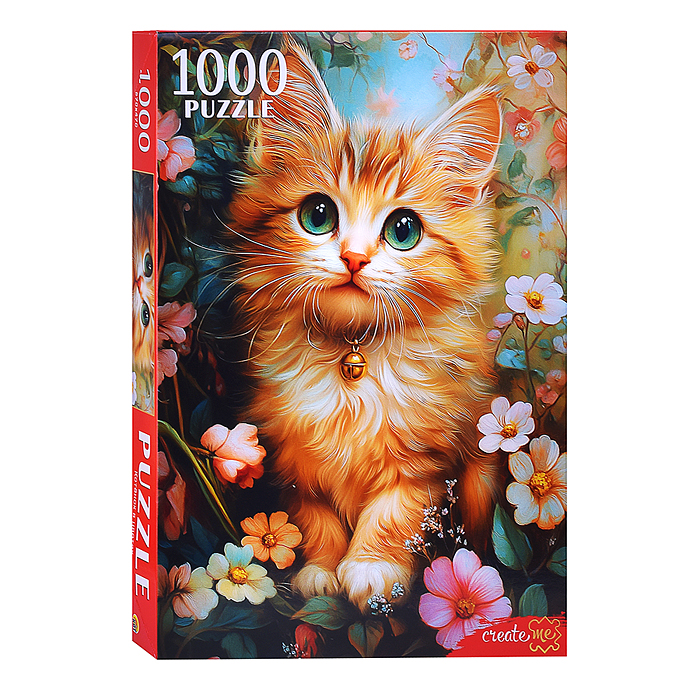 Пазлы 1000 "Котенок в цветах"