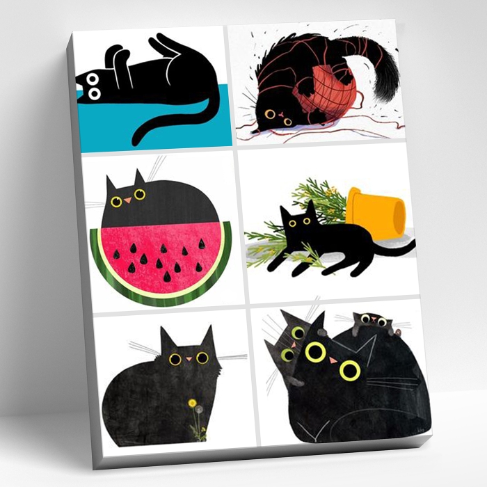 Картина по номерам 40х50 "Мемчики. Проделки кошки" (14 цветов)