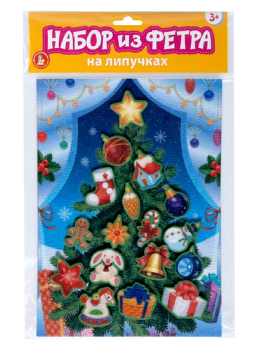 Набор из фетра на липучках "Новогодняя ёлочка" европодвес Набор из фетра на липучках "Новогодняя ёлочка" европодвес