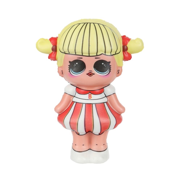 Игрушка - антистресс "Сквиш малыш" девочка в красно-белом платье, флоупак, Супер Жим