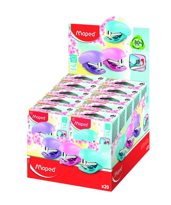 Степлер пластиковый на 15 листов, скобы 24/6 и 26/6, со встроенным антистеплером,