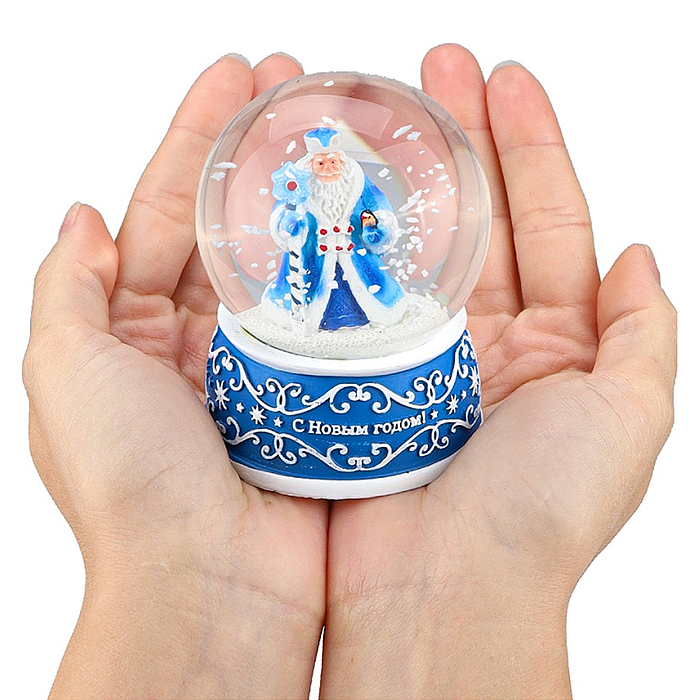 Новогодний сувенир Снежный шар "Дедушка Мороз" d=6,5см