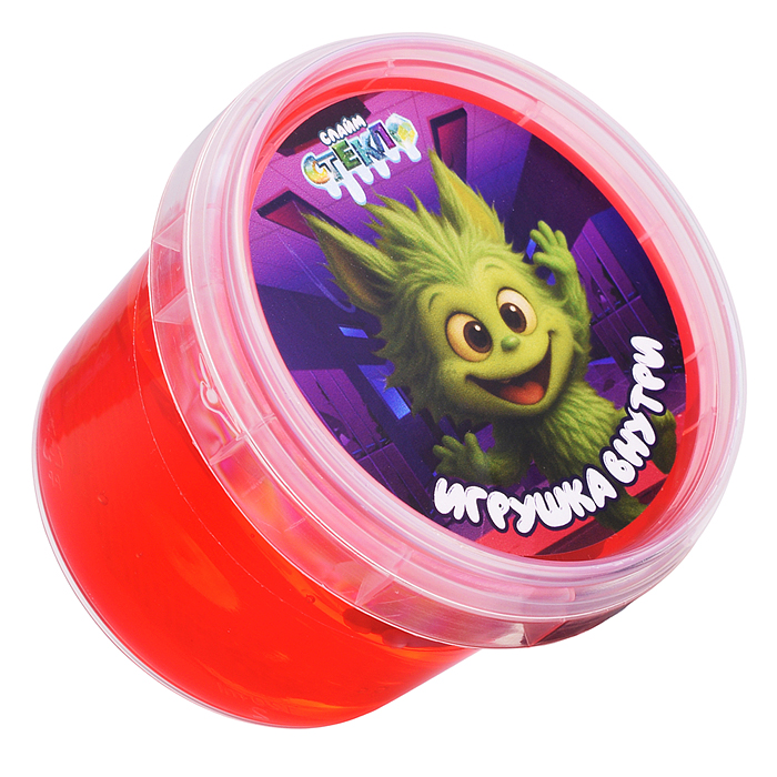 Слайм "Стекло" 90 гр Красный с игрушкой