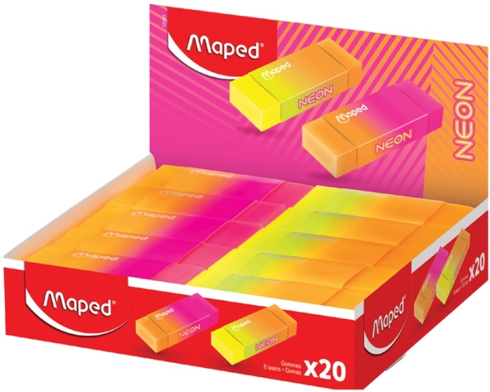 Ластик, яркие неоновые цвета, в дисплее