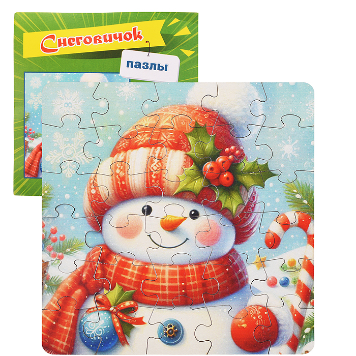 Пазл в пакете "Снеговичок" (материал древесный)