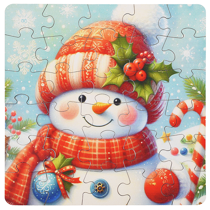 Пазл в пакете "Снеговичок" (материал древесный)