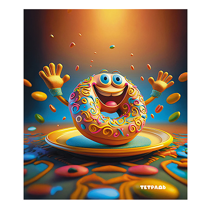 Тетрадь 40л. клетка, мелованный картон "Забавный донат"