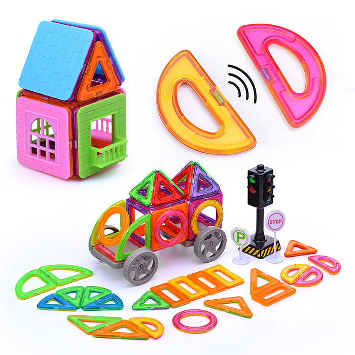 Конструктор магнитный MG0004 "Машина" (68 дет.) в пакете