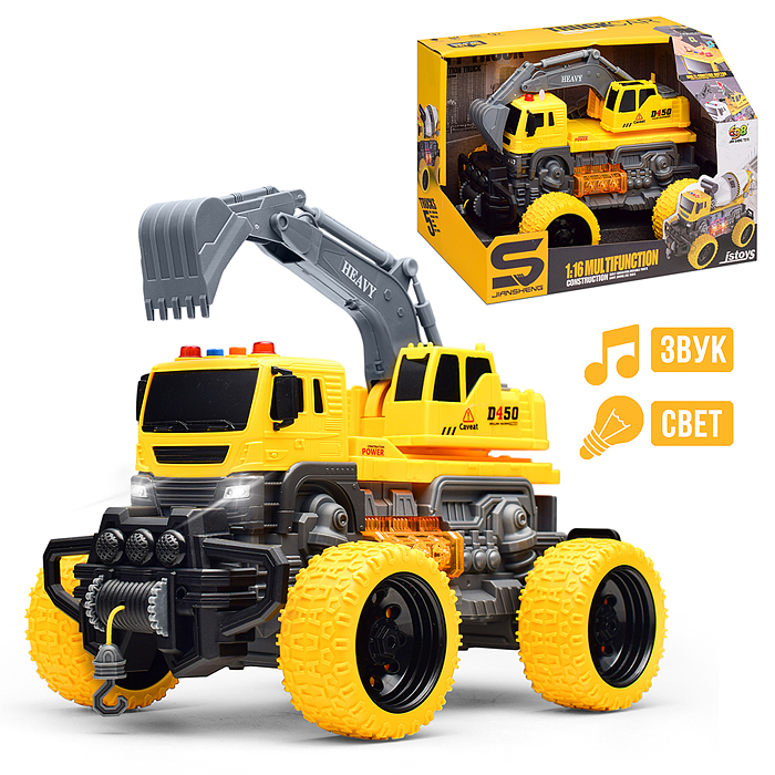 Машина JS103S "ТехноЛидер" 1:16 (свет, звук) в коробке (цвет желтый)