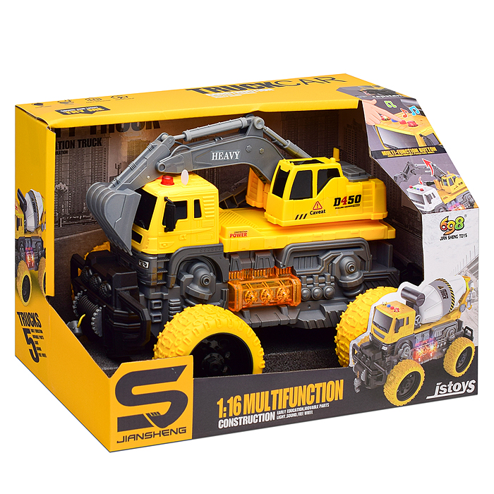 Машина JS103S "ТехноЛидер" 1:16 (свет, звук) в коробке (цвет желтый)