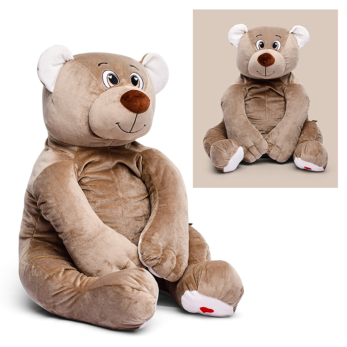 Медведь Лари, 85см (сидя 45см), бежево-серый 