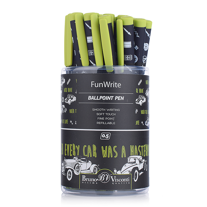 Фото к товару Ручка "FunWrite. Машины. Цвет салатовый" шариковая, 0.5 мм, синяя Ручка "FunWrite. Машины. Цвет салатовый" шариковая, 0.5 мм, синяя