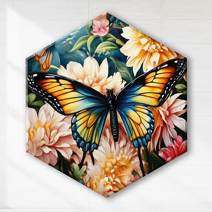 Картина по номерам 37х32 "Бабочка Махаон" Гексагон (29 цв.)