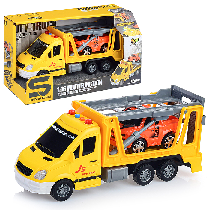 Машина JS142 "Дорожная служба" 1:16 (свет, звук) в коробке (цвет желтый)
