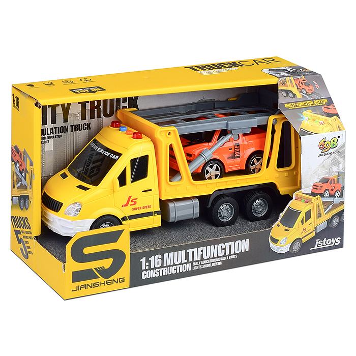 Машина JS142 "Дорожная служба" 1:16 (свет, звук) в коробке (цвет желтый)