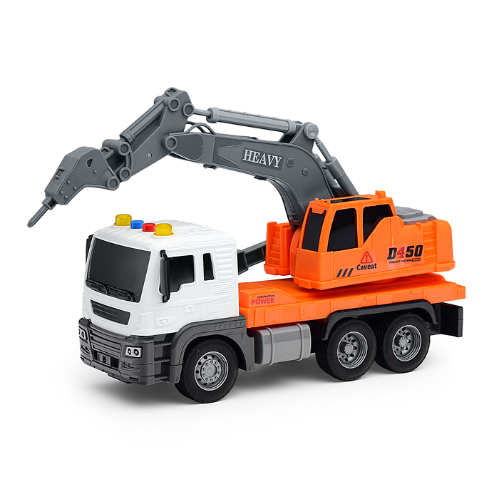 Машина JS104B "СтройМощь" 1:16 (свет, звук) в коробке (цвет оранжевый)