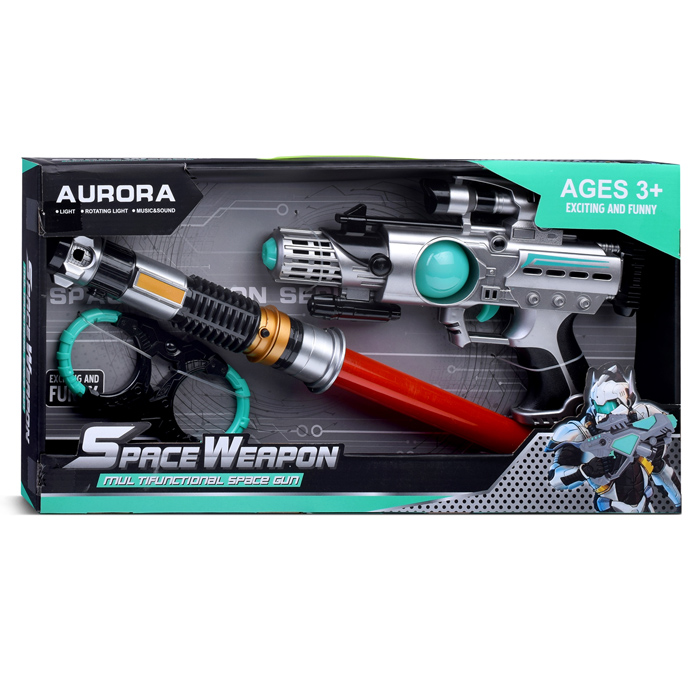 Фото к товару Набор оружия 840-2 "Космо арсенал" (свет, звук) на батарейках, в коробке Набор оружия 840-2 "Космо арсенал" (свет, звук) на батарейках, в коробке