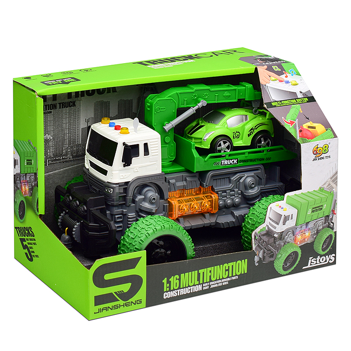 Машина JS106S "МегаЭвакуатор" 1:16 (свет, звук) в коробке