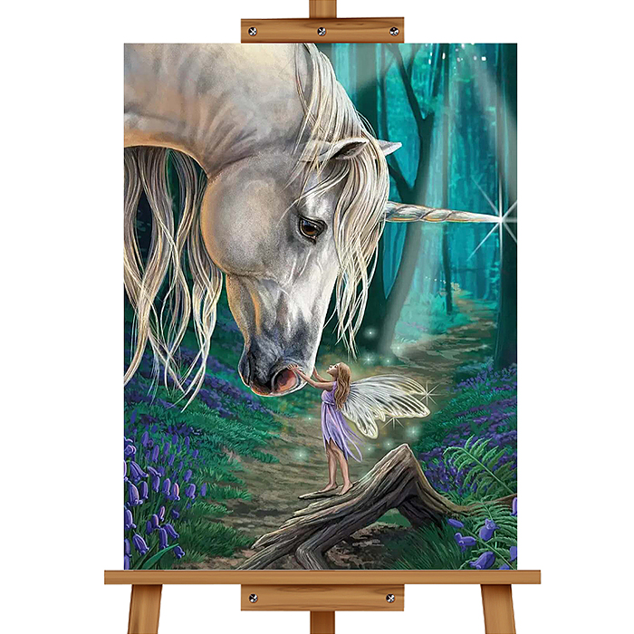 Фото к товару Мозаика алмазная MKA4030-8 "Единорог и фея" 30*40см. Мозаика алмазная MKA4030-8 "Единорог и фея" 30*40см.