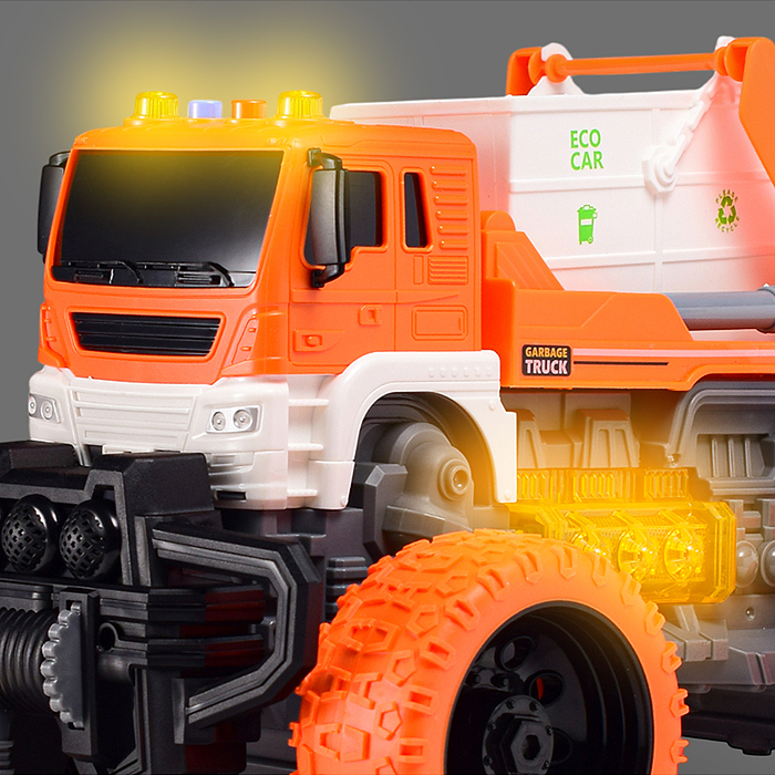 Машина JS107BS "Эко-мусоровоз" 1:16 (свет, звук) в коробке (цвет оранжевый)