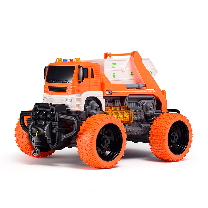 Машина JS107BS "Эко-мусоровоз" 1:16 (свет, звук) в коробке (цвет оранжевый)