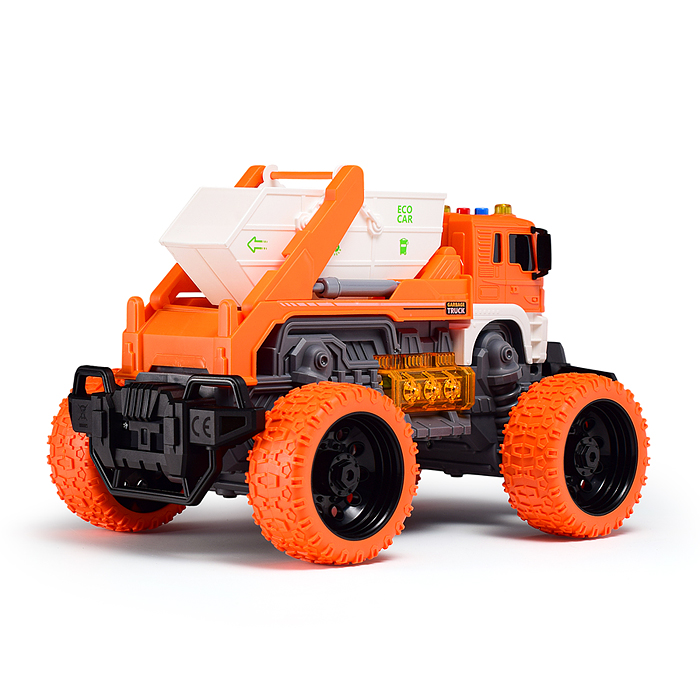 Машина JS107BS "Эко-мусоровоз" 1:16 (свет, звук) в коробке (цвет оранжевый)