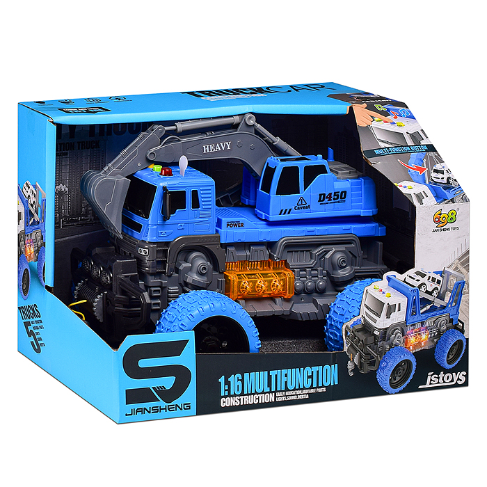 Машина JS103AS "МегаЭкскаватор" 1:16 (свет, звук) в коробке