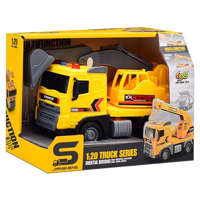 Машина JS173 "Экскаватор" 1:20 (свет, звук) в коробке