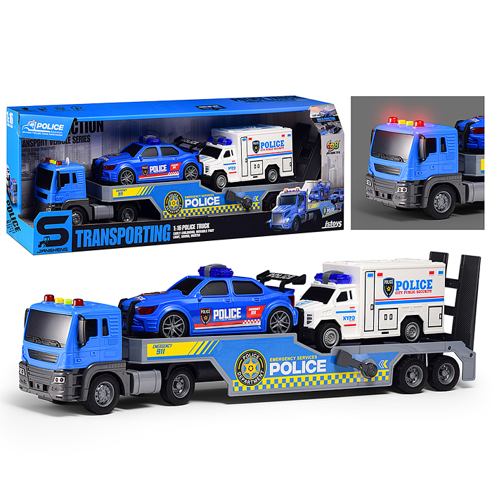 Машина JS203C "Полицейский тягач" 1:16 (свет, звук) в коробке