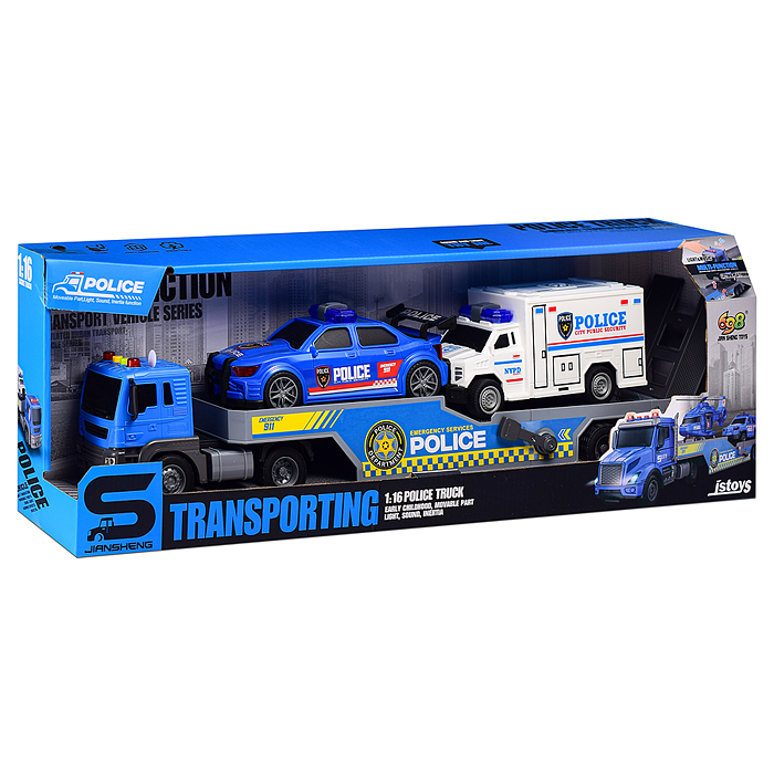 Машина JS203C "Полицейский тягач" 1:16 (свет, звук) в коробке