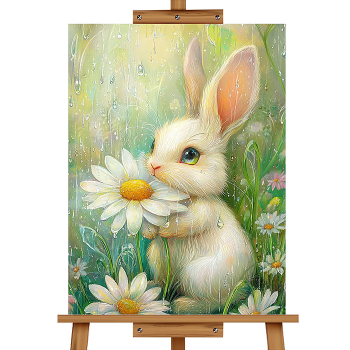 Фото к товару Мозаика алмазная MKA3020-25 "Зайчик с ромашкой" 20*30см. Мозаика алмазная MKA3020-25 "Зайчик с ромашкой" 20*30см.