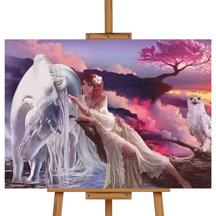 Фото к товару Мозаика алмазная MKA5040-50 "Девушка с белой лошадью" 40*50см. Мозаика алмазная MKA5040-50 "Девушка с белой лошадью" 40*50см.