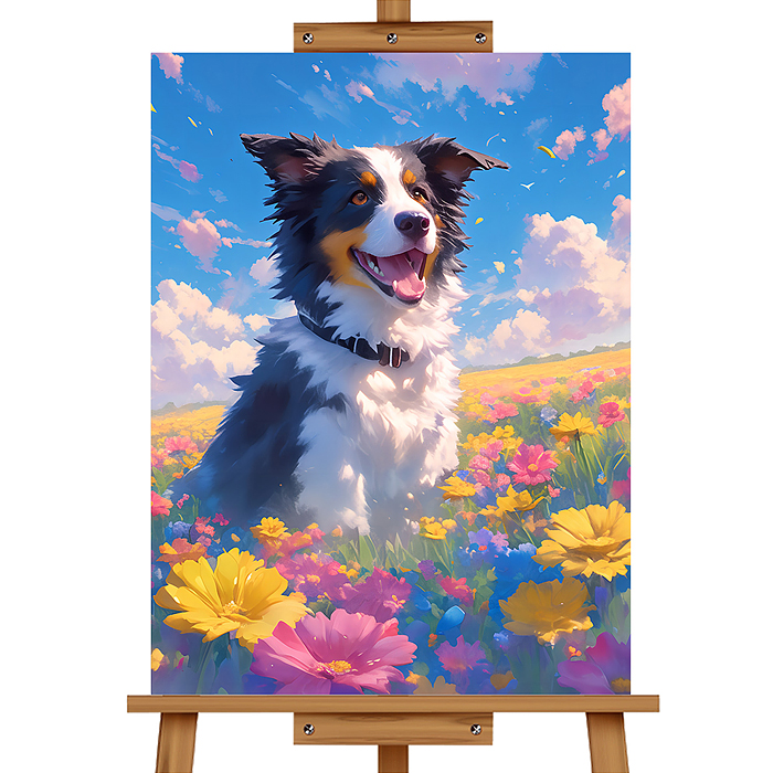 Набор для рисования MKR4030-98 "Картина по номерам 30х40 см. Собака в цветочном поле"