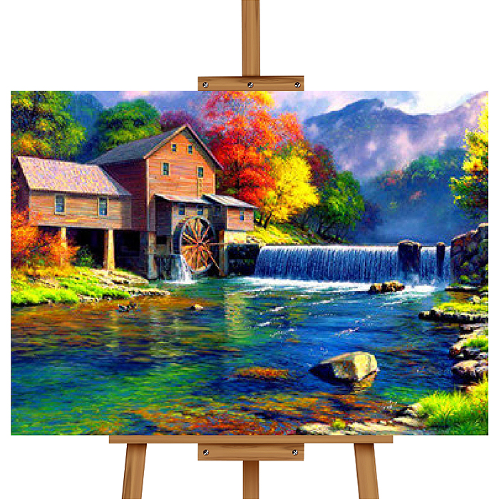 Набор для рисования MKR5040-62 "Картина по номерам 40х50 см. Осенняя водяная мельница"