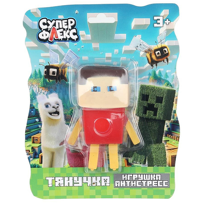 Игрушка антистресс тянучка "Пиксельный персонаж в красном свитере"  блистер, Супер Флекс