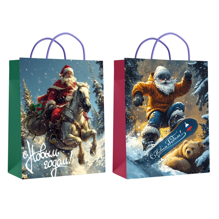 Пакет подарочный "Дед мороз" ламинированный 11х14х6см, 157г/м2
